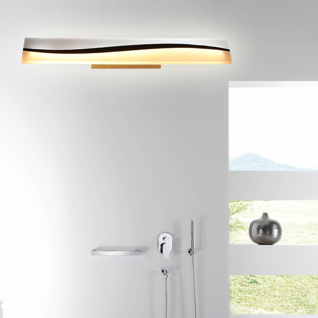 BowLift | Acrylic Rectangular Makeup Mirror Lamp Simple 16"/19.5"/23" Width LED Bathroom Light over Mirror in Warm/White, Water and Fog Resistant