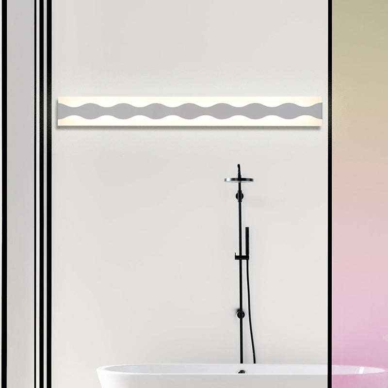BowLift | 16"/19.5" Width LED Bathroom Mirror Lighting with Wave Acrylic Shade White Wall Sconce in Warm/White Light