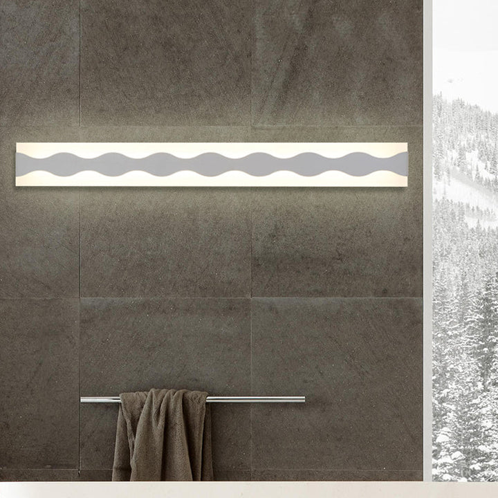 BowLift | 16"/19.5" Width LED Bathroom Mirror Lighting with Wave Acrylic Shade White Wall Sconce in Warm/White Light