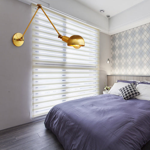 BowLift | 1 Bulb Reading Lamp Wall Retro Style Bowl Lamp Iron Adjustable Wall Lighting in Brass for the Study