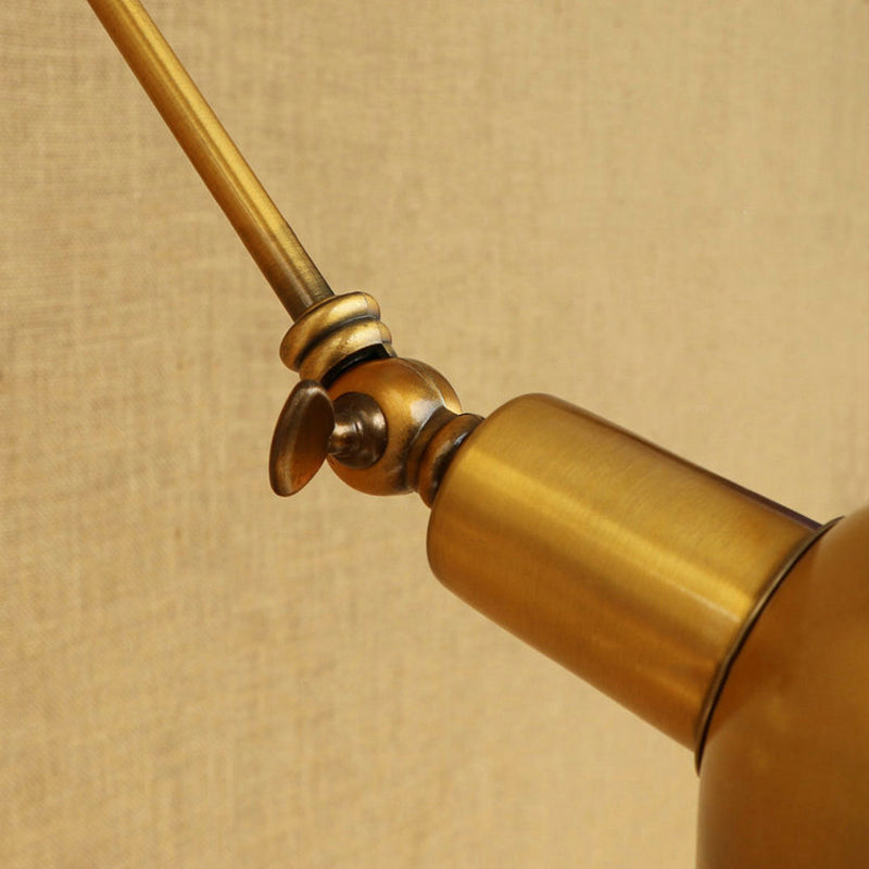 BowLift | 1 Bulb Reading Lamp Wall Retro Style Bowl Lamp Iron Adjustable Wall Lighting in Brass for the Study