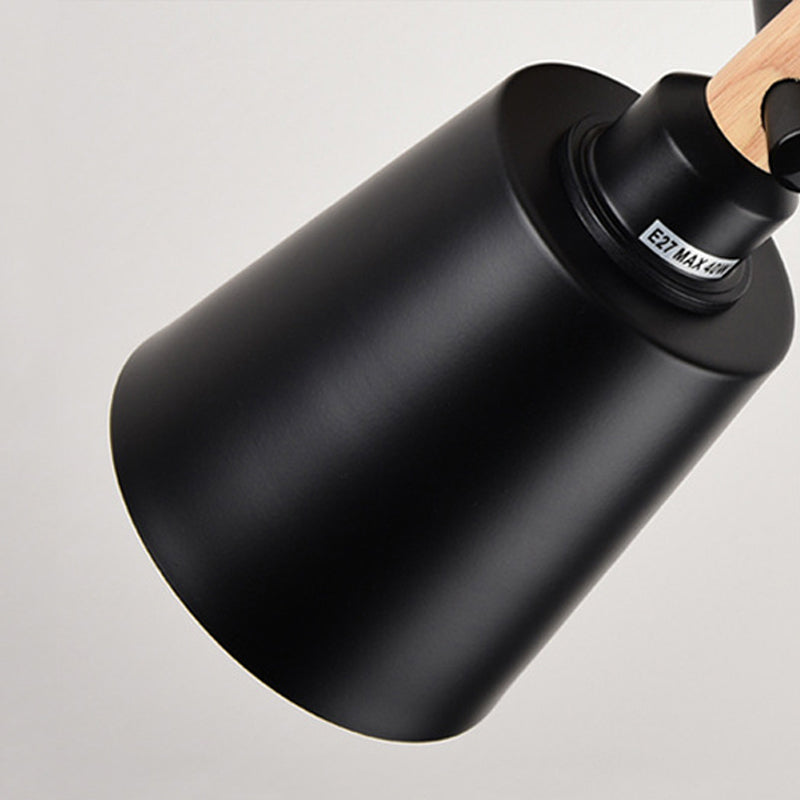 BowLift | 1 Light cylindrical wall lamp fixture in modernist style Black metal wall lamp with wood connection for the bedroom