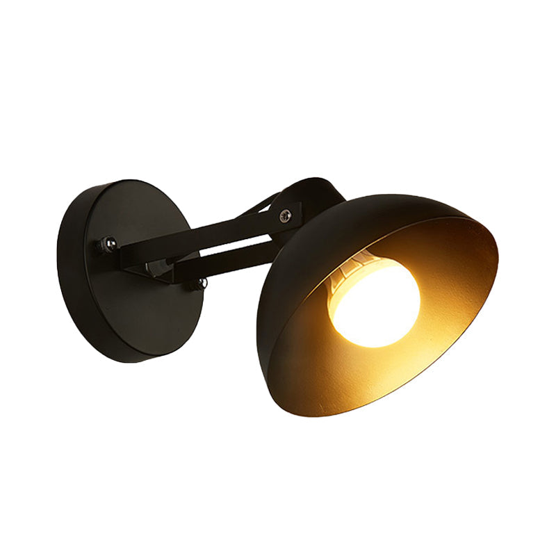 BowLift | 1 Head Wall Light Fixture with Dome Shade Metal Industrial Style Indoor Wall Lamp in Black