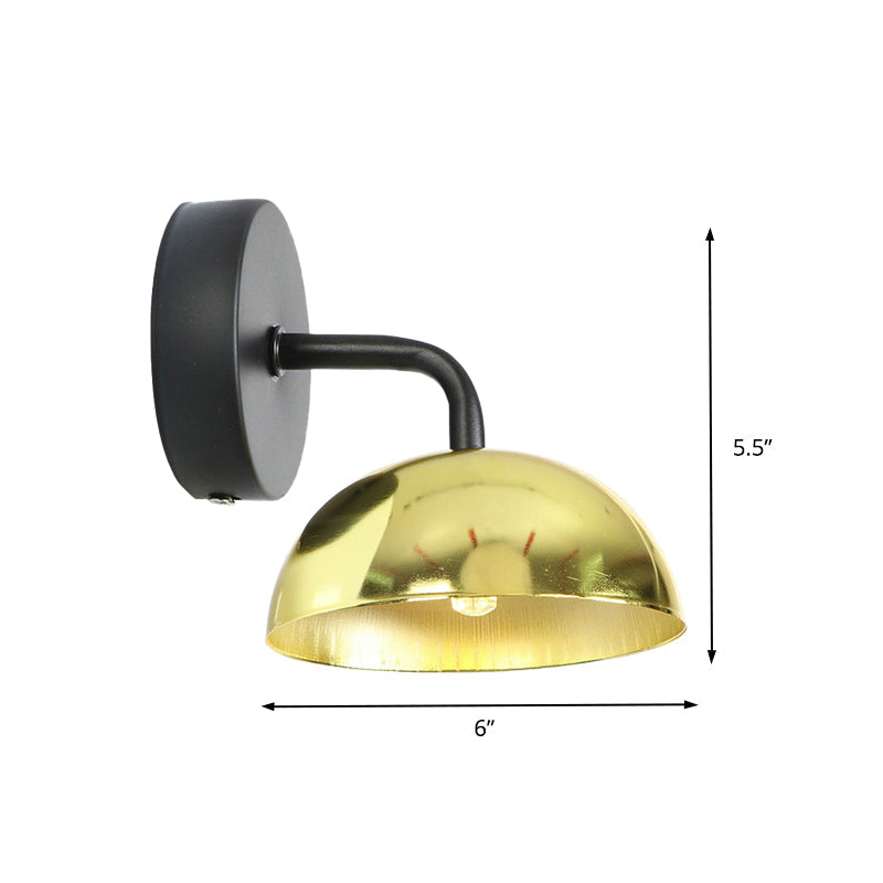 BowLift | 1 Light Wall Lamp Industrial Dome Shade Metal Down Wall Light with Curved Arm in Black/Bronze for Bedroom