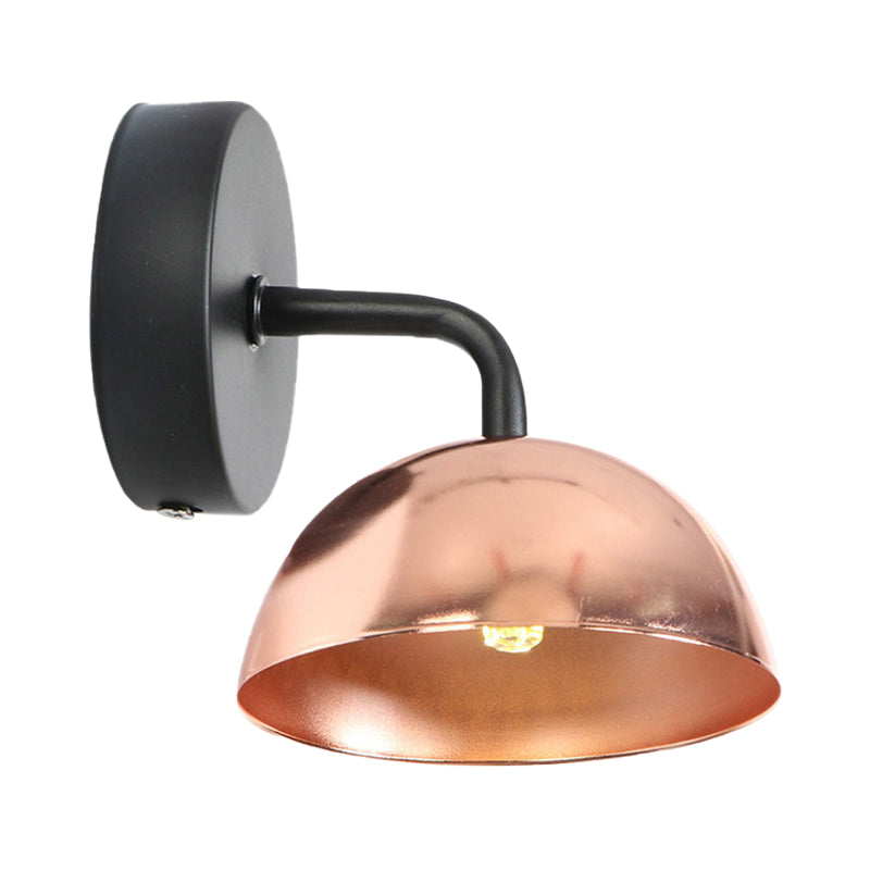 BowLift | 1 Light Wall Lamp Industrial Dome Shade Metal Down Wall Light with Curved Arm in Black/Bronze for Bedroom