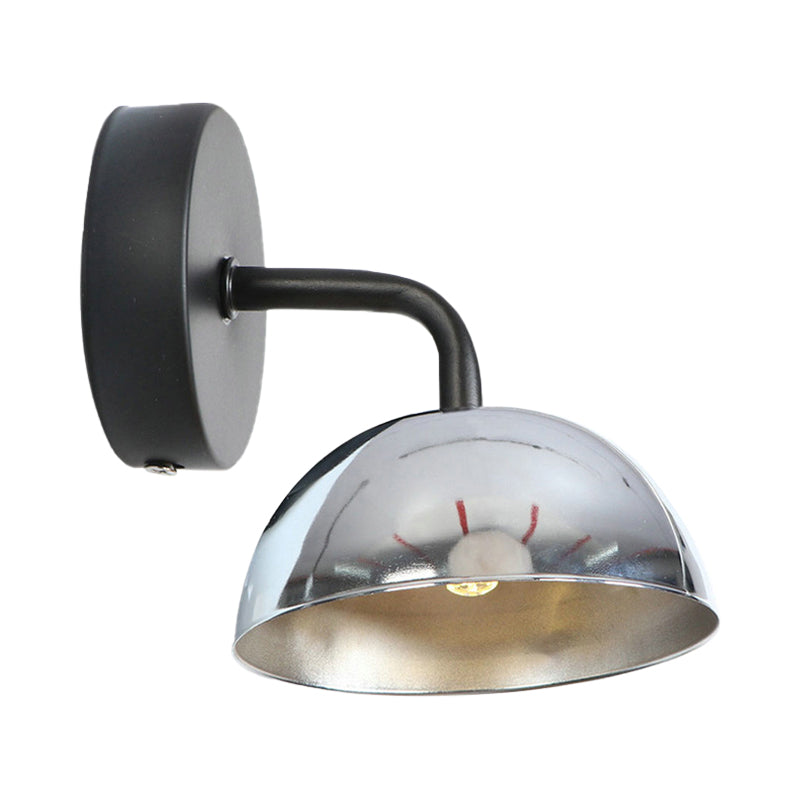 BowLift | 1 Light Wall Lamp Industrial Dome Shade Metal Down Wall Light with Curved Arm in Black/Bronze for Bedroom