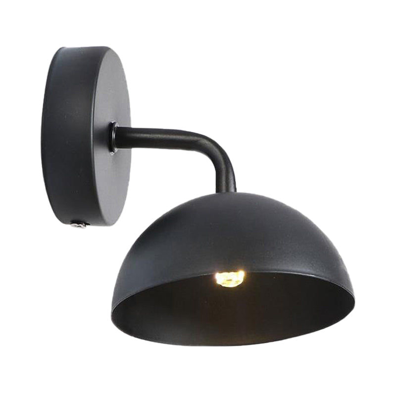 BowLift | 1 Light Wall Lamp Industrial Dome Shade Metal Down Wall Light with Curved Arm in Black/Bronze for Bedroom