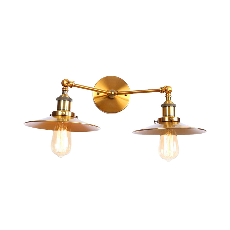 BowLift | 2 Lamps Flat Shade Wall Lighting Industrial Style Brass/Rust Metal Wall Mounted Light for Hallway