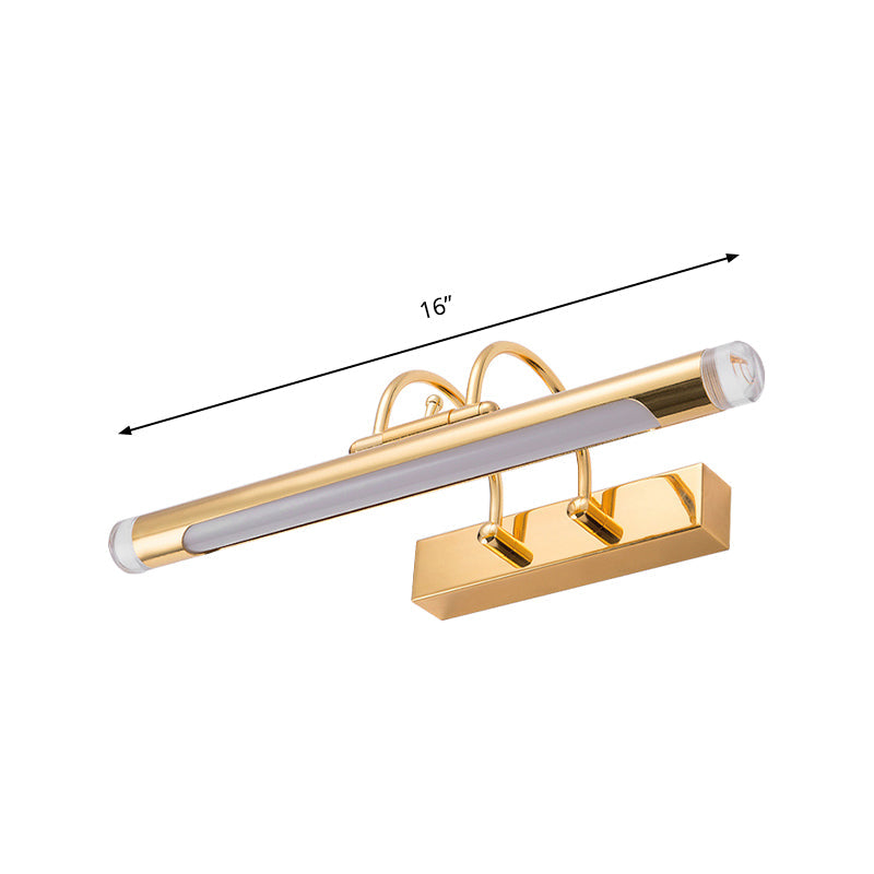 BowLift | 16"/21" Width Cylindrical Vanity Light Fixture Modernism Style Metallic LED Indoor Wall Lamp in Gold, Warm/White Lighting