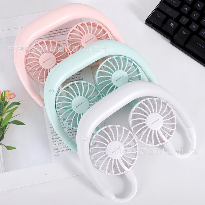 Unisex portable neck fan with dual flexible fans and rechargeable battery Bowlift