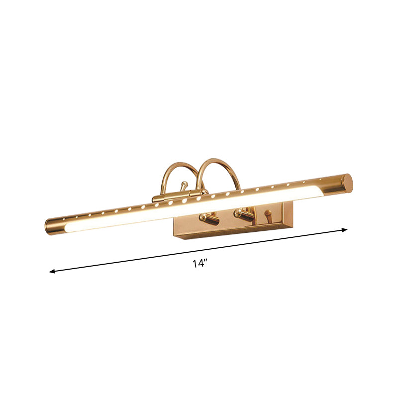 BowLift | 14"/19" Diameter Tube Wall Lighting with Arc Arm Modern Design Metal Warm/White Light LED Bathroom Vanity Lighting System in Gold