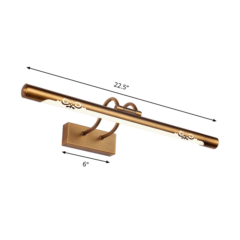BowLift | Modernism Pipe Vanity Wall Lamp Metal LED Bathroom Wall Light in Bronze Finish, 18"/29.5" W