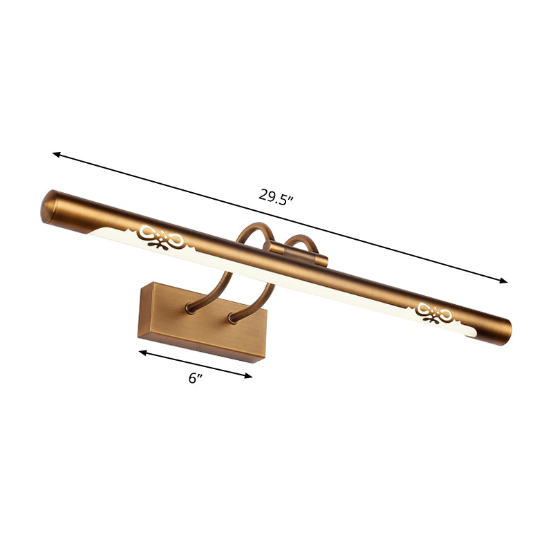 BowLift | Modernism Pipe Vanity Wall Lamp Metal LED Bathroom Wall Light in Bronze Finish, 18"/29.5" W