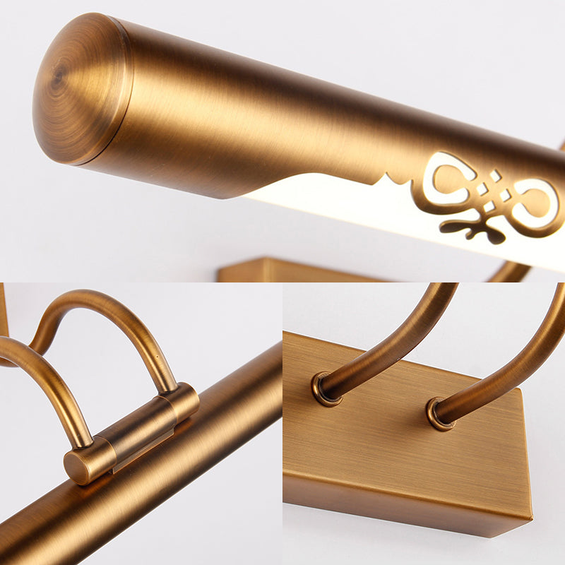 BowLift | Modernism Pipe Vanity Wall Lamp Metal LED Bathroom Wall Light in Bronze Finish, 18"/29.5" W