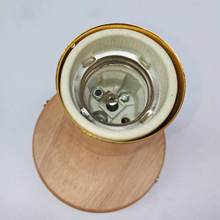BowLift | Simple Style Round Back Wall Light 1 Head Wood and Metal Wall Lamp in White for Nightstand