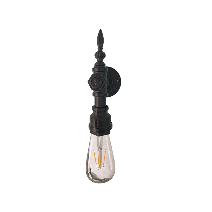 BowLift | Open Bulb Dining Room Wall Lamp Vintage Style Metal 1 Head Black Wall Lamp Sconces with On/Off Switch