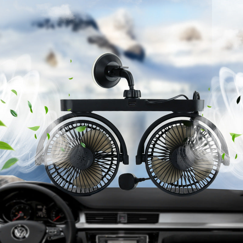 Dual-Head Suction Cup Car Cooling Fan Bowlift