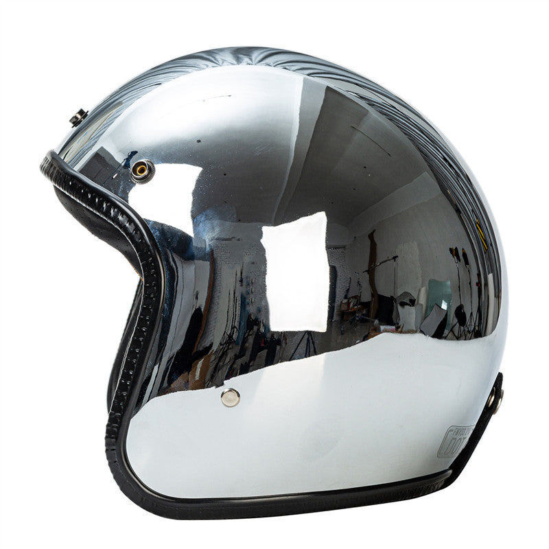 Retro Chrome Motorcycle Helmet Bowlift