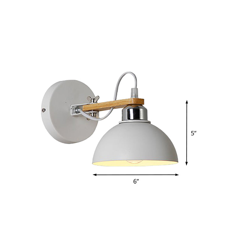 BowLift | 1 Light Scalloped Wall Lamp Simple Style White Metallic and Wooden Wall Lighting for Bedroom