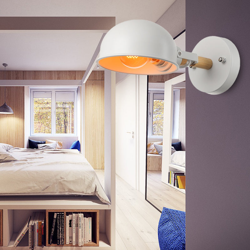 BowLift | 1 Head Wall Lamp with Dome Shade Metal Modernist Bedroom Wall Mount Light in White