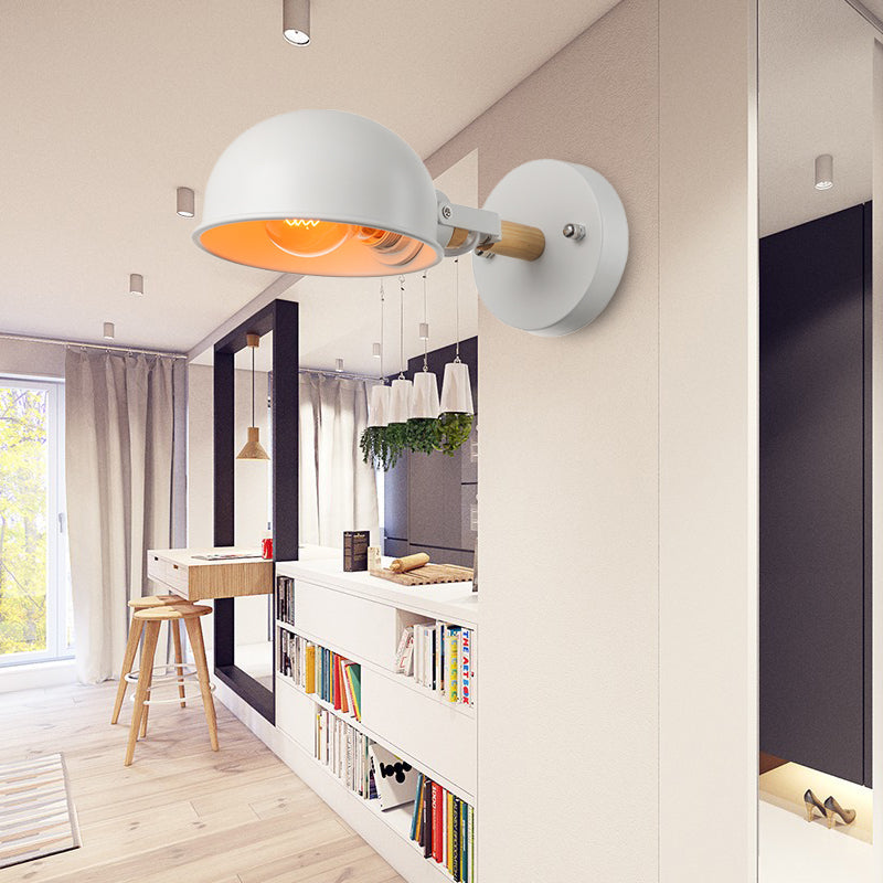 BowLift | 1 Head Wall Lamp with Dome Shade Metal Modernist Bedroom Wall Mount Light in White