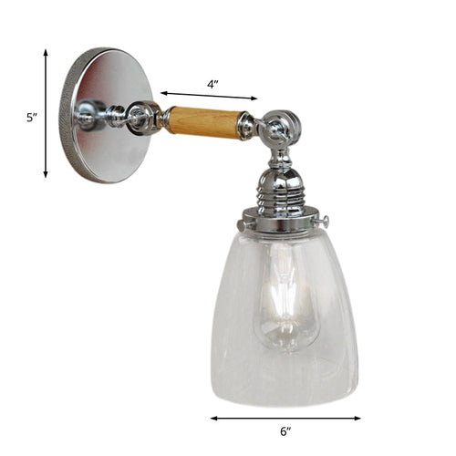 BowLift | Single-layer wall lamp with dome shade clear glass industrial living room light, 8
