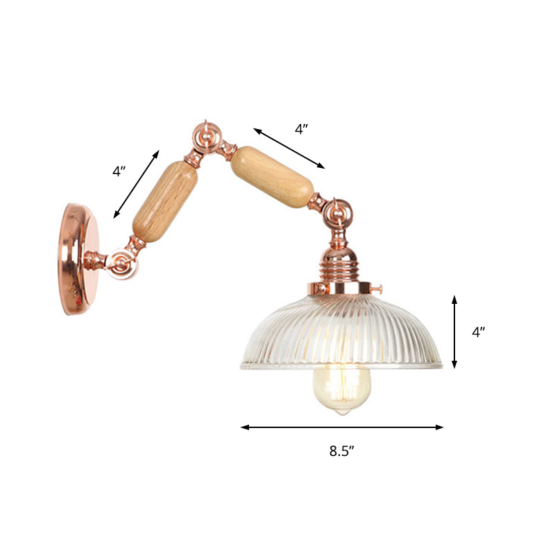 BowLift | 1 Light Prismatic Glass Wall Lamp Light Vintage Rose Gold Room Bedroom Lighting Fixture with Extendable Arm