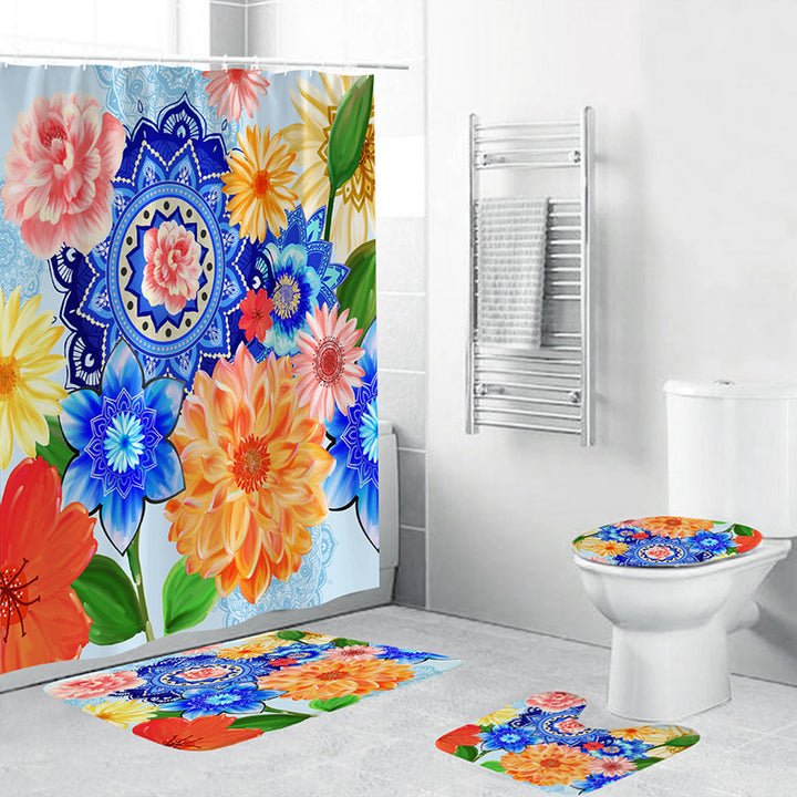 Floral Pattern Bathroom Set Bowlift