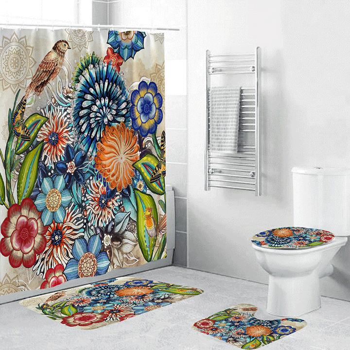 Artistic Floral Bath Decor Set Bowlift