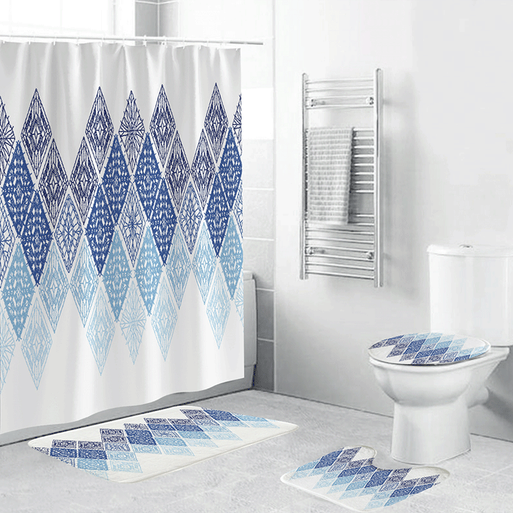 Geometric Patterned Shower Curtain Set Bowlift