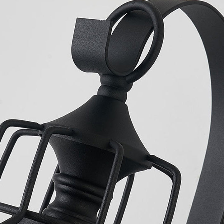 BowLift | 1 Light Bell Shade Wall Lamp Industrial Black Glass Wall Lamp for Corridor with Metal Cage Frame