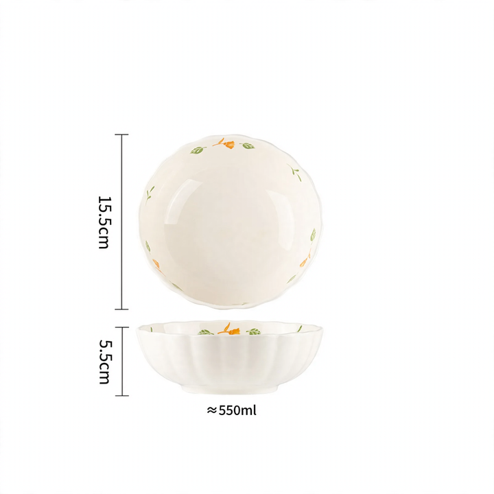 Ceramic dish set, floral pattern, Japanese style