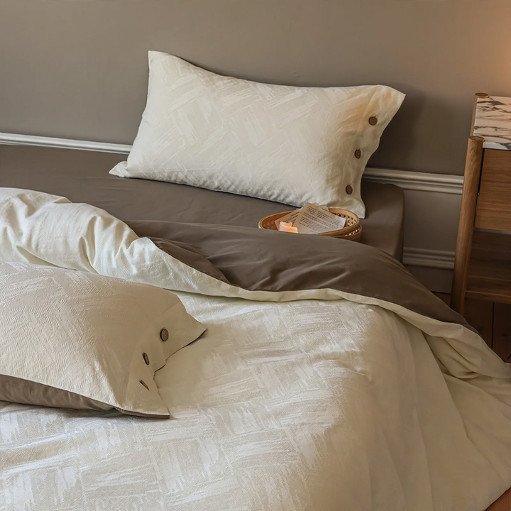 Cotton bedding set, 4-piece, flannel finish