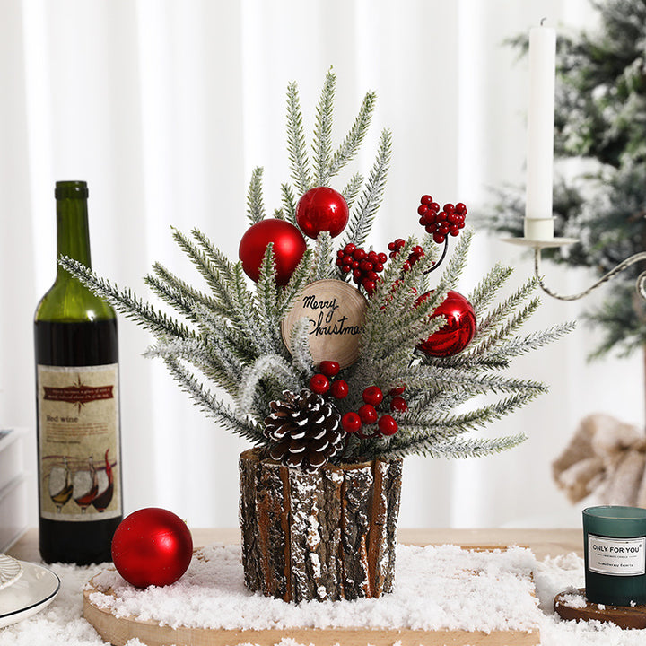 Mini Christmas tree in wooden barrel, 35 cm