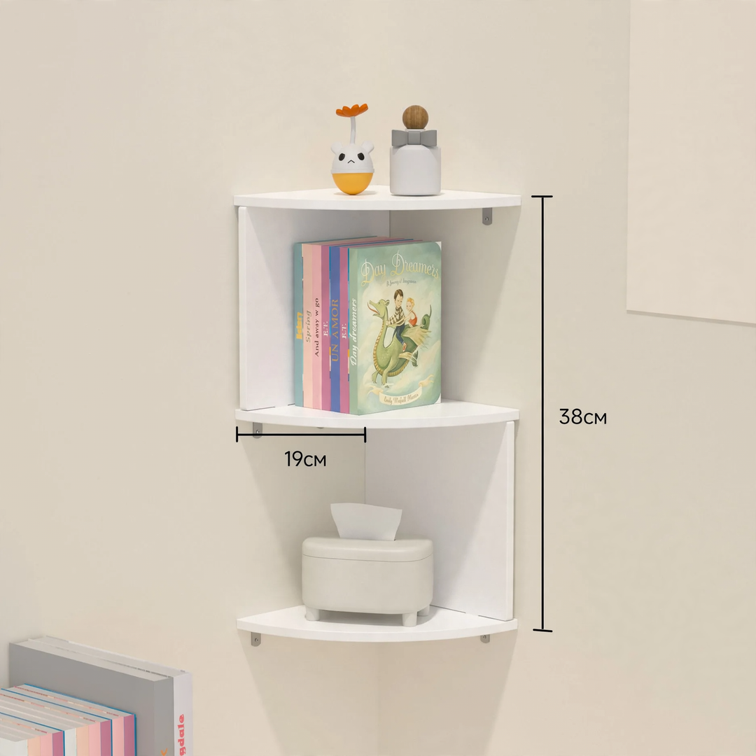 Corner shelf made of dense plywood, multi-layered
