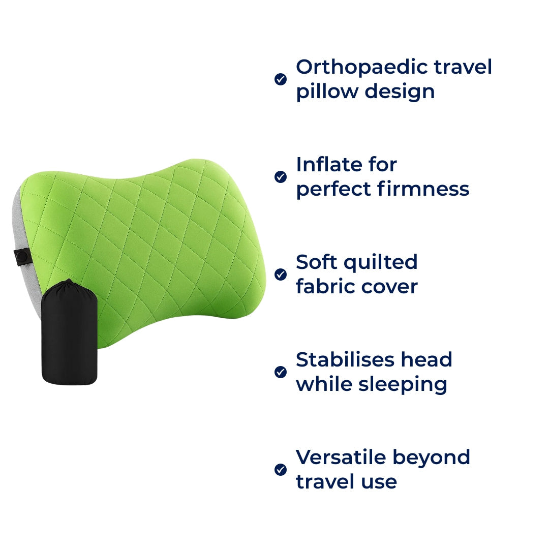 Ergonomic Neck Support – Inflatable & Lightweight – Eases Neck Pain – Compact for Flights & Train Bowlift