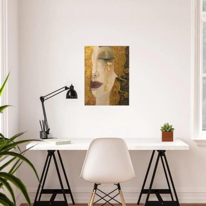 Woman Golden Tears - Canvas Wall Art Painting | Bowlift
