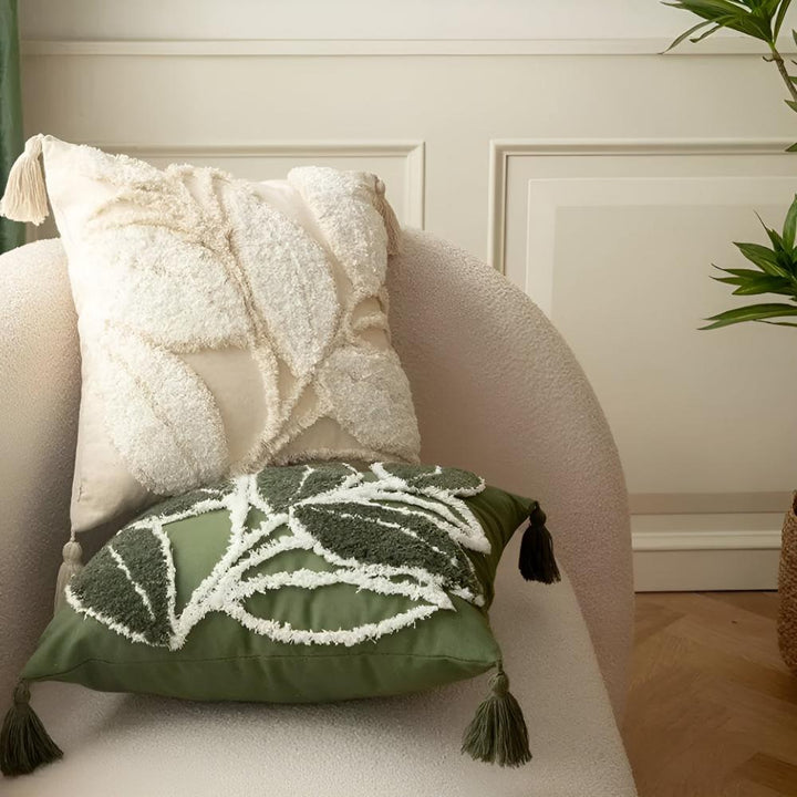 BowLift | Plush Leaf With Tassel Cushion Cover