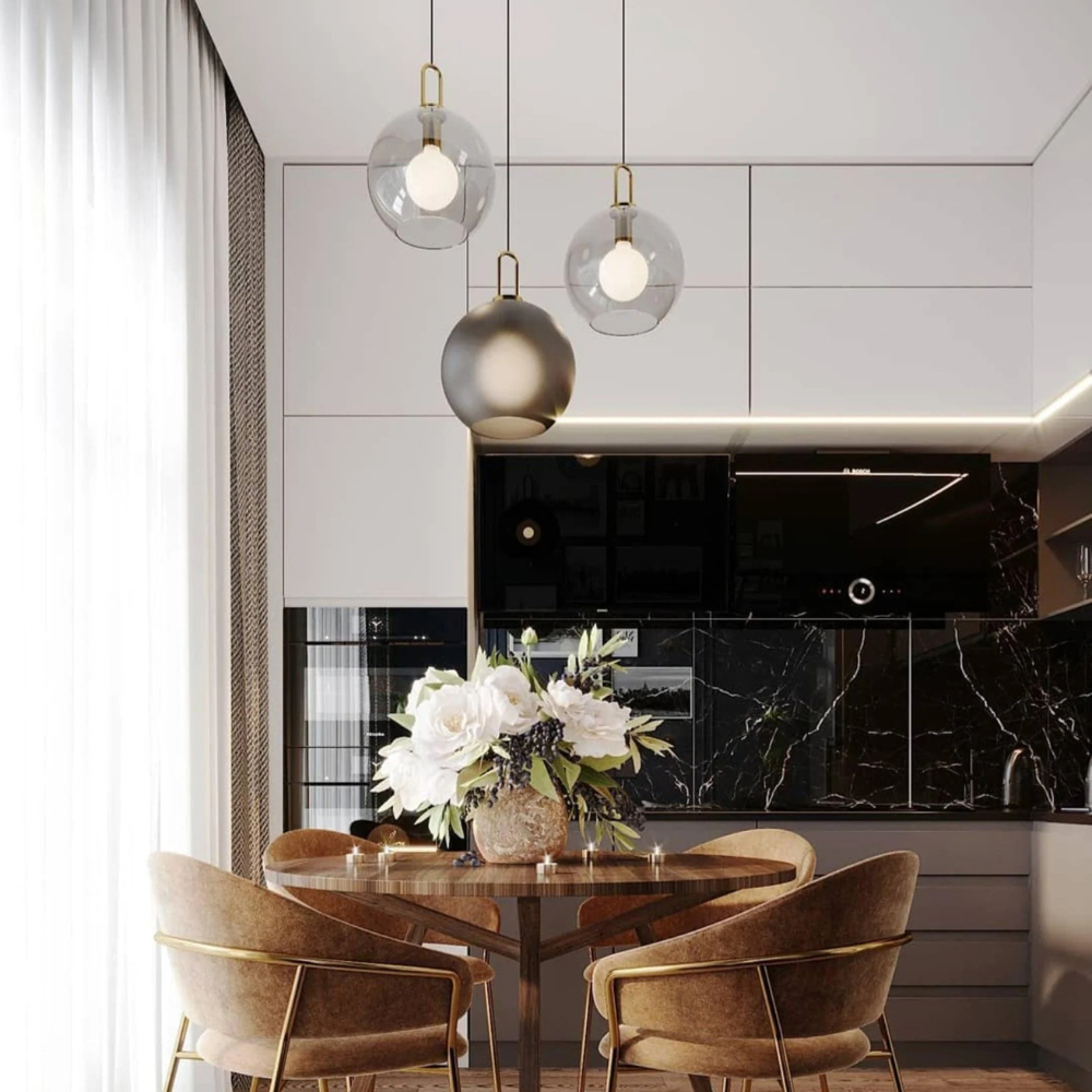 BowLift | Modern Atmospheric Glass Pendant Lamp for Dining Room and Kitchen