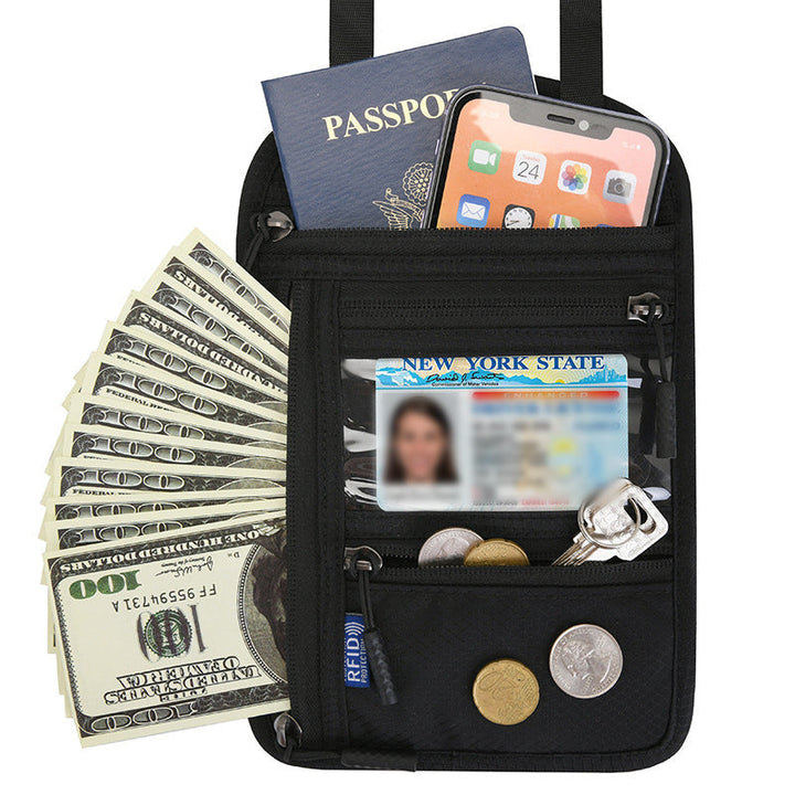 BowLift | Travel Neck Pouch Neck Wallet with RFID Blocking Passport Holder