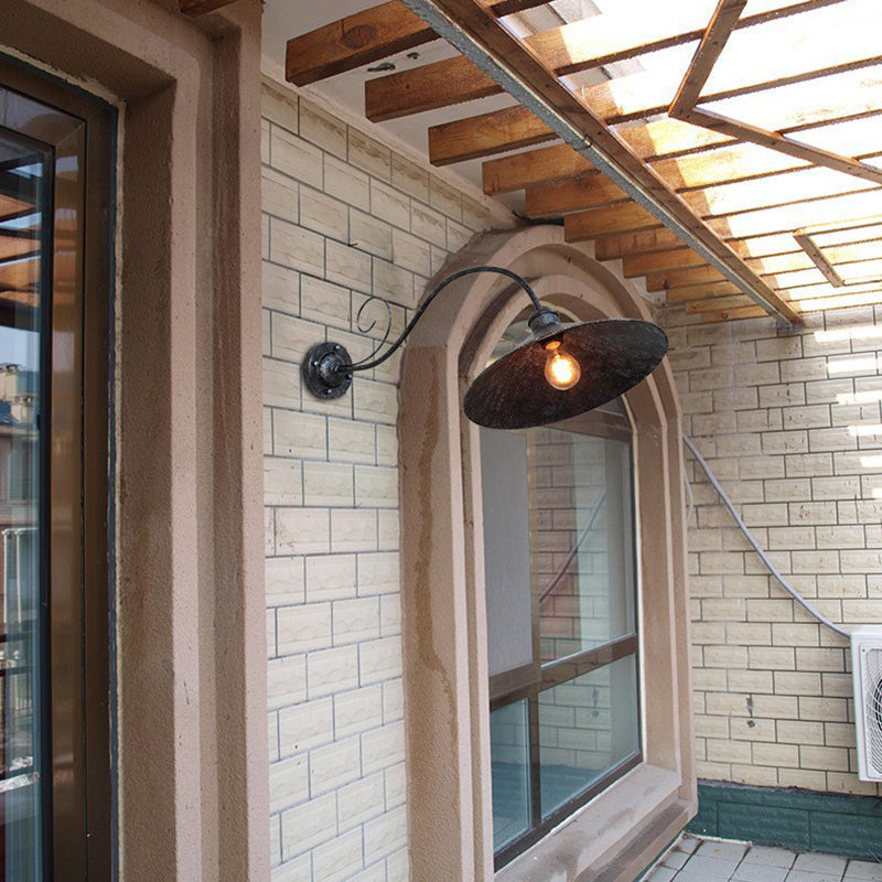 Contemporary Retro Waterproof Iron Round 1-Light Wall Sconce Lamp For Garden | Bowlift