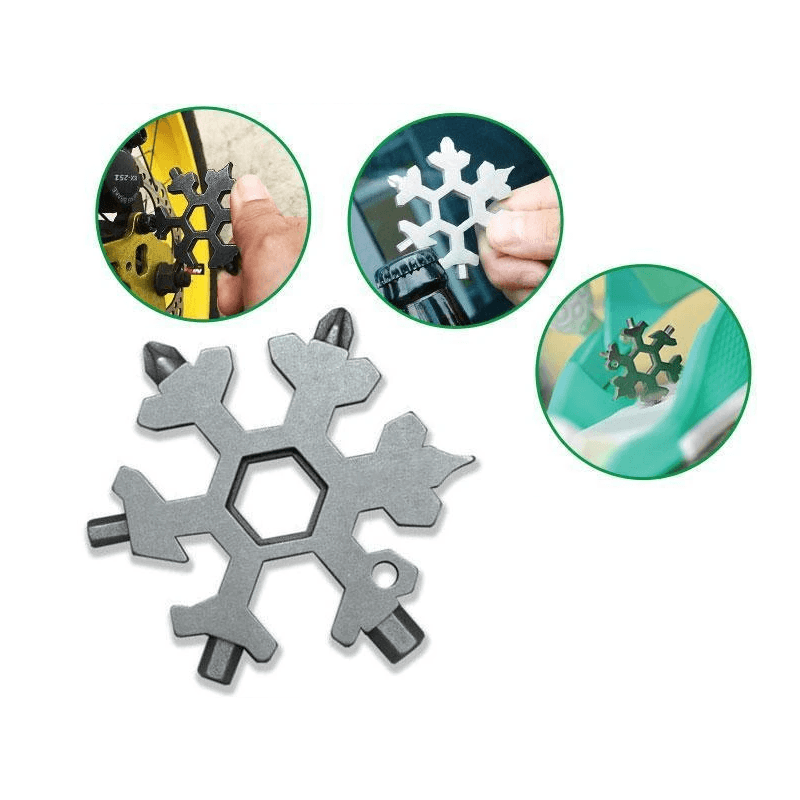 BowLift | Snowflake - MultiTool 18-in-1 Stainless Steel Portable for Outdoor Adventures