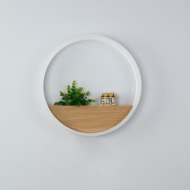 BowLift | Lumoshelf LED Wall Light | Solid Wood with Shelf | Round Wall Lamp | Warm & White Light