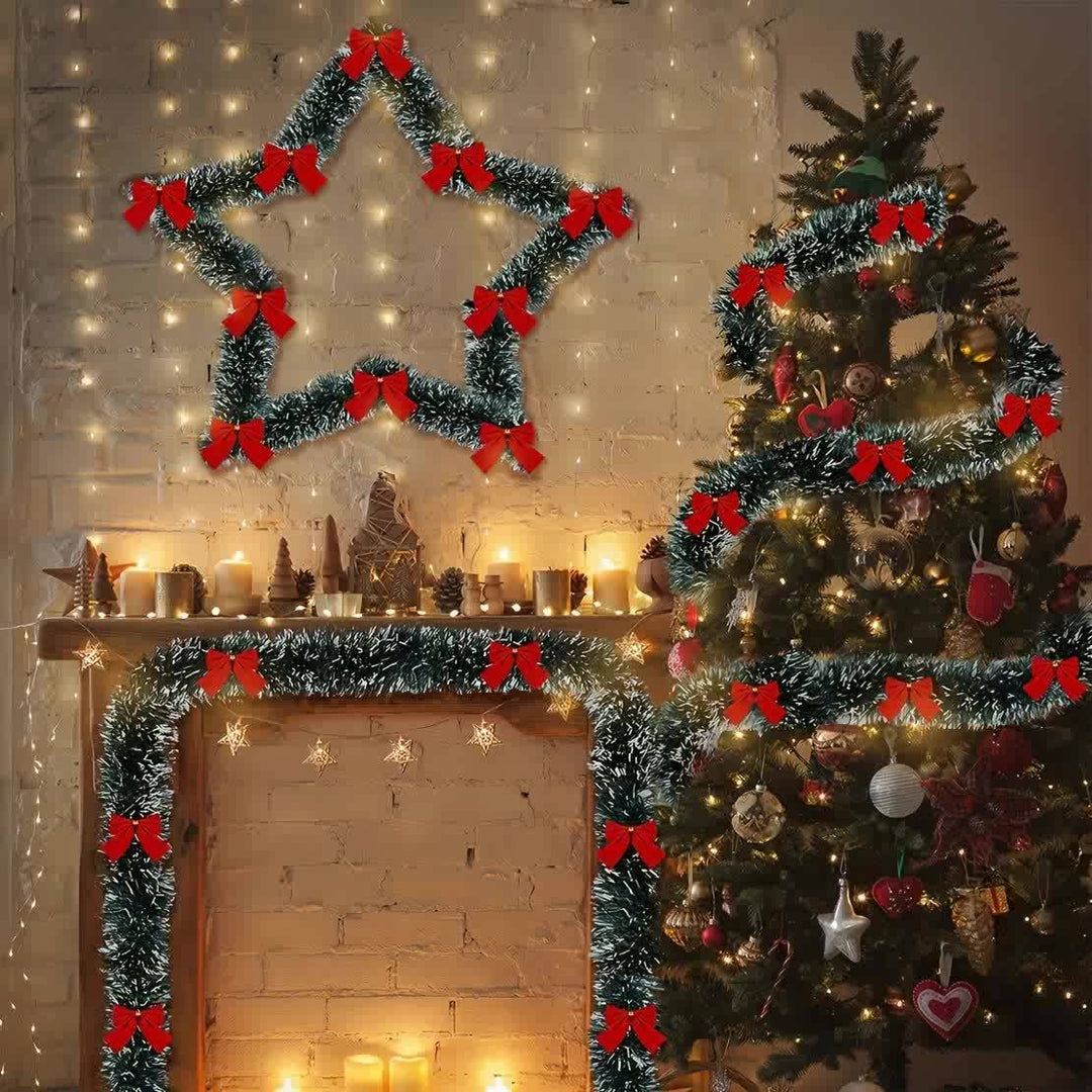 BowLift | LumaTinsel LED Christmas Garland – Set of 2 Wireless Metallic String Lights with Warm Lighting