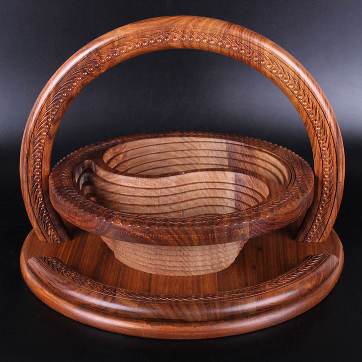BowLift | Wooden Fruit Plate | Hand-Carved Serving Tray | Rustic Artisan Design | Sustainable Wood