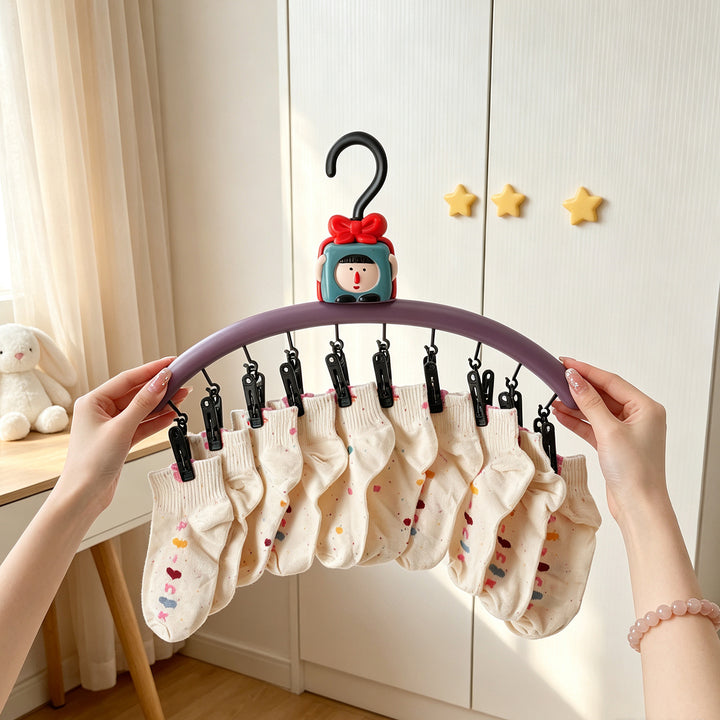 Clothes drying rack with clips, cute design