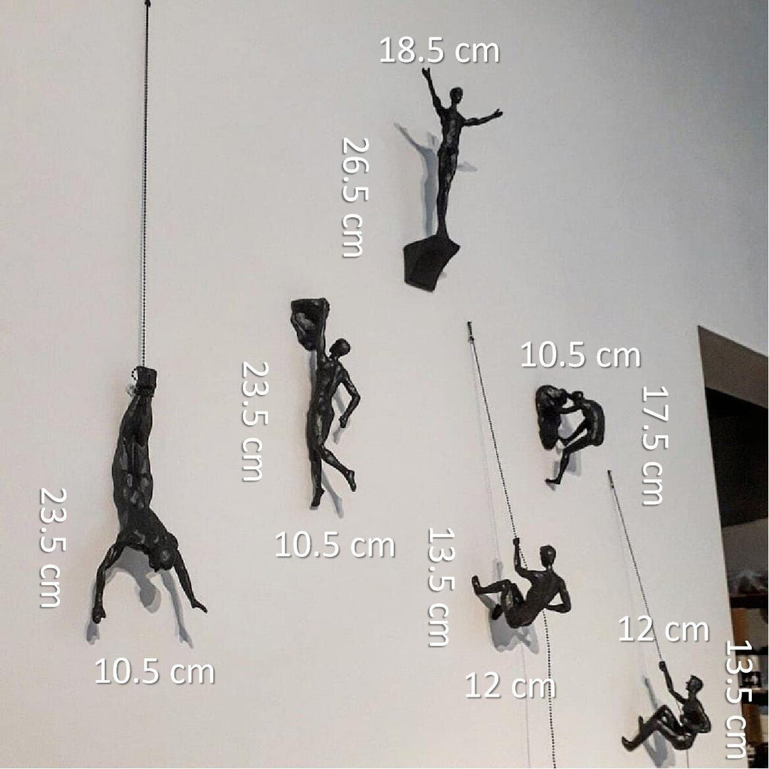 BowLift | Wall Climbing Man Sculpture | Modern Resin Wall Art Decor | Creative Hanging Statue