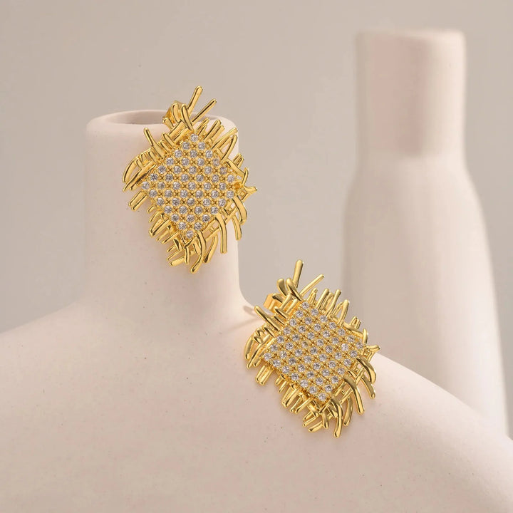BowLift | 14k Braided Diamond Square Earrings