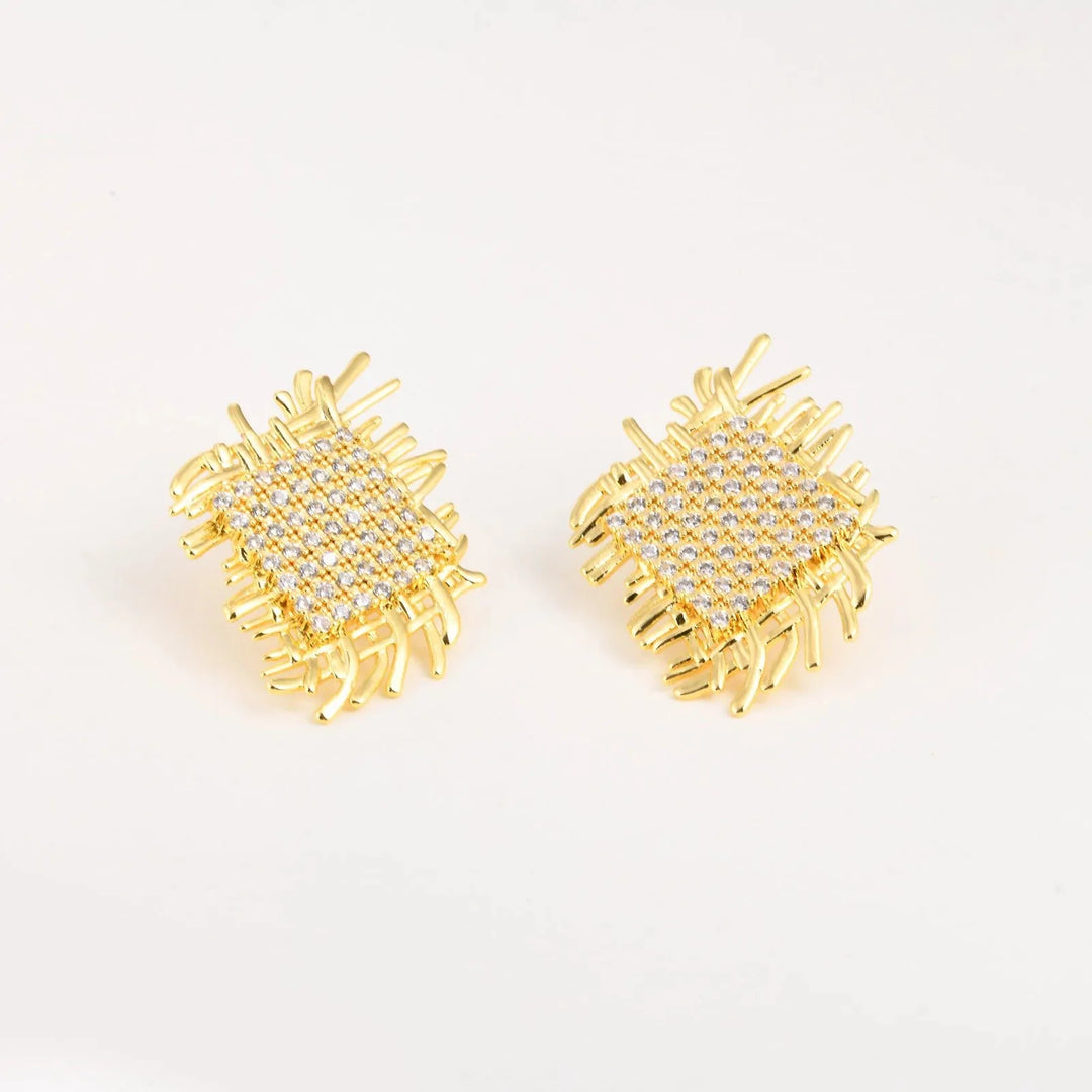 BowLift | 14k Braided Diamond Square Earrings