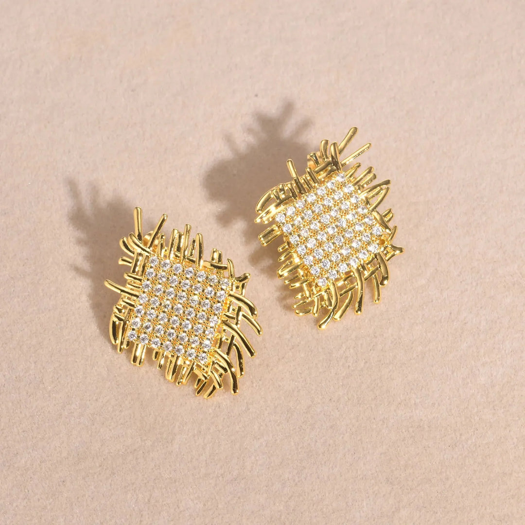BowLift | 14k Braided Diamond Square Earrings
